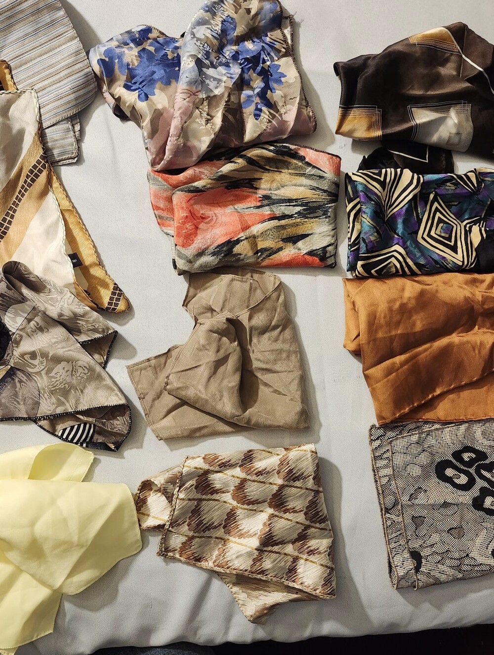 Neutral Beige Silk Scarf - Lightweight Women's Accessory